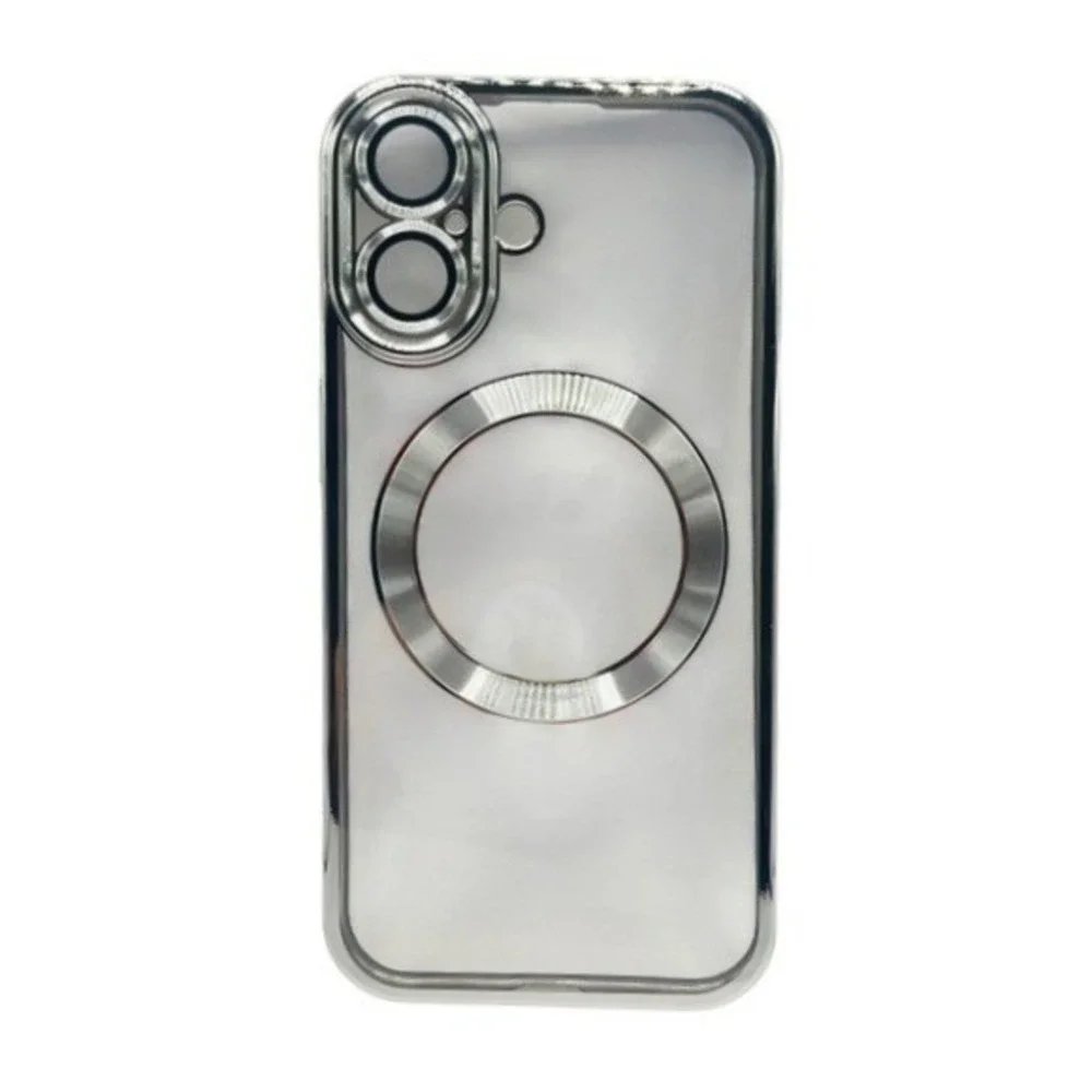 iPhone 16 Plus Clear Protective Case‎ Silver Metallic Trim NEW